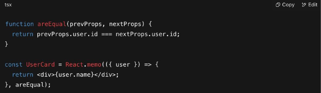 adding a custom comparison function to re render with react.memo