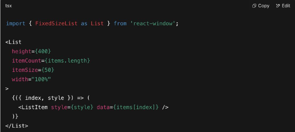 Basic usage react-window