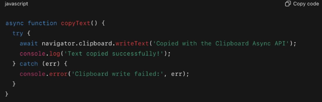 Example for copying text:
