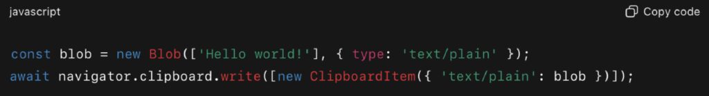 Complex data types via ClipboardItem objects