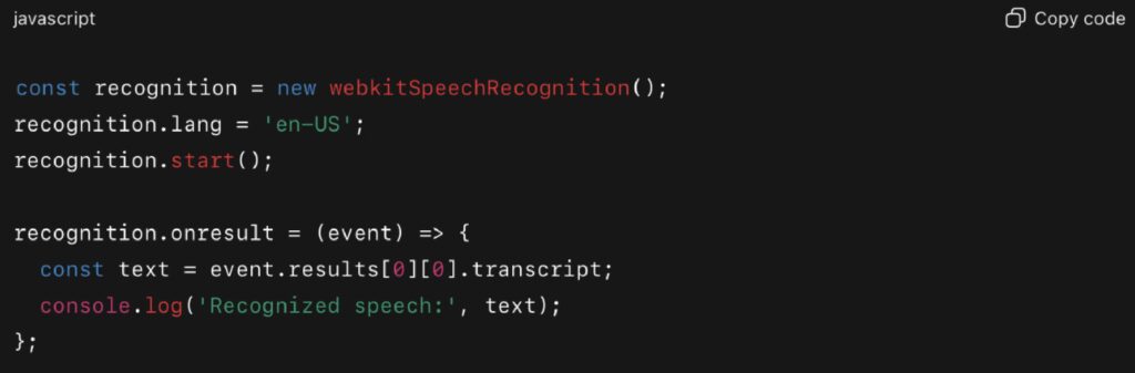 Speech recognition example